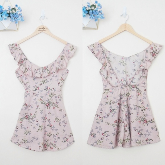 Nasty Gal Dresses & Skirts - Nasty Gal Floral Ruffle Pink Mini Dress